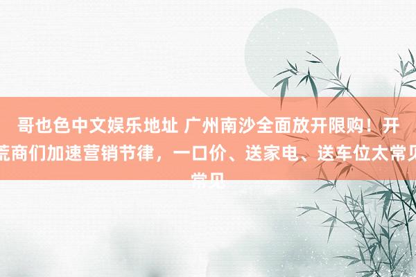 哥也色中文娱乐地址 广州南沙全面放开限购！开荒商们加速营销节律，一口价、送家电、送车位太常见