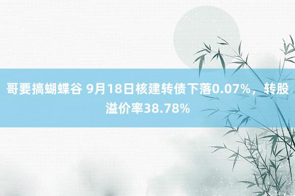 哥要搞蝴蝶谷 9月18日核建转债下落0.07%，转股溢价率38.78%