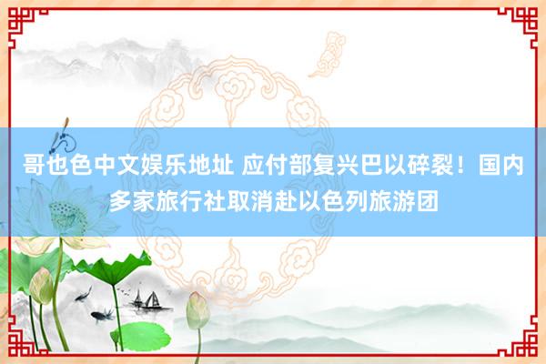 哥也色中文娱乐地址 应付部复兴巴以碎裂！国内多家旅行社取消赴以色列旅游团