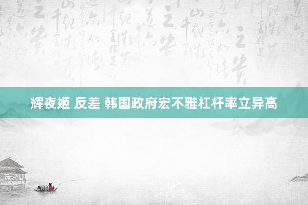 辉夜姬 反差 韩国政府宏不雅杠杆率立异高