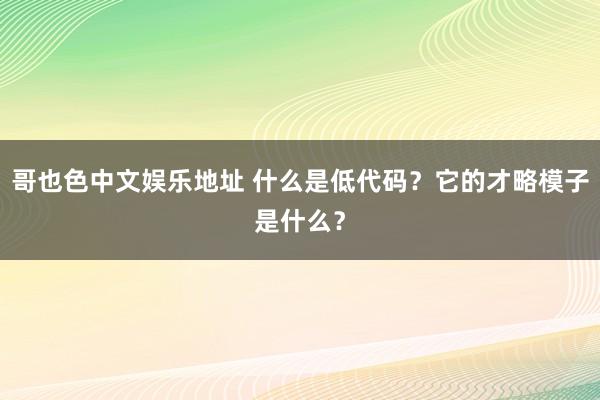 哥也色中文娱乐地址 什么是低代码？它的才略模子是什么？