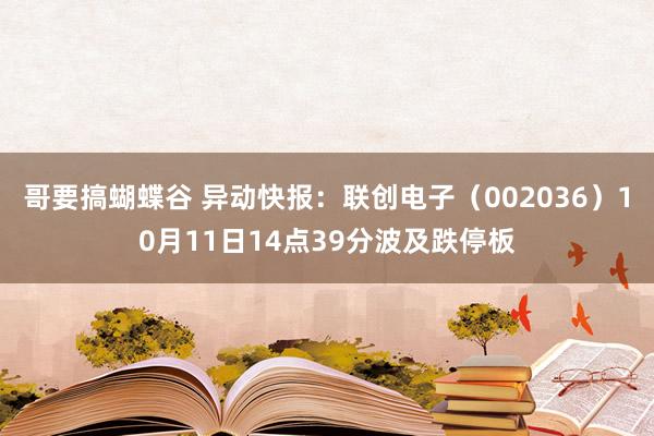 哥要搞蝴蝶谷 异动快报：联创电子（002036）10月11日14点39分波及跌停板