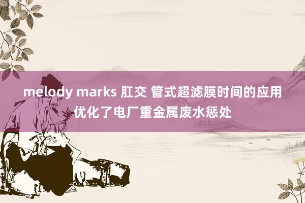 melody marks 肛交 管式超滤膜时间的应用优化了电厂重金属废水惩处