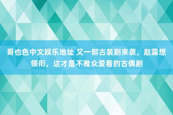 哥也色中文娱乐地址 又一部古装剧来袭，赵露想领衔，这才是不雅众爱看的古偶剧