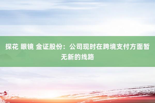 探花 眼镜 金证股份：公司现时在跨境支付方面暂无新的线路