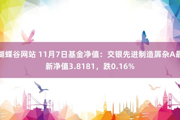 蝴蝶谷网站 11月7日基金净值：交银先进制造羼杂A最新净值3.8181，跌0.16%