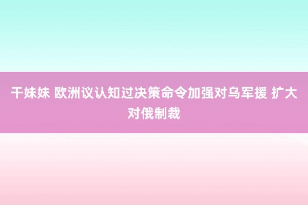 干妹妹 欧洲议认知过决策命令加强对乌军援 扩大对俄制裁