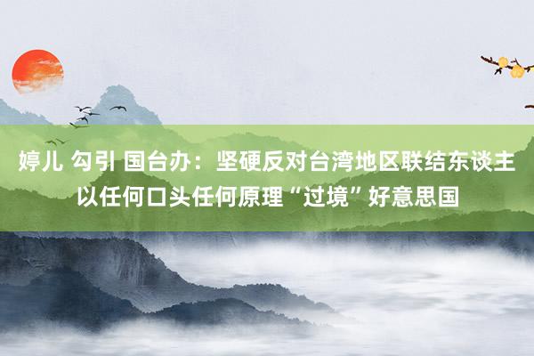 婷儿 勾引 国台办：坚硬反对台湾地区联结东谈主以任何口头任何原理“过境”好意思国