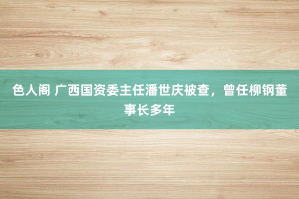 色人阁 广西国资委主任潘世庆被查，曾任柳钢董事长多年