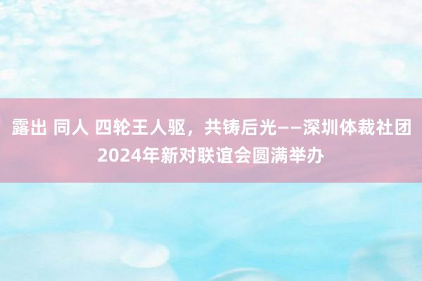 露出 同人 四轮王人驱，共铸后光——深圳体裁社团2024年新对联谊会圆满举办