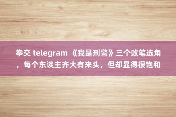 拳交 telegram 《我是刑警》三个败笔选角，每个东谈主齐大有来头，但却显得很饱和