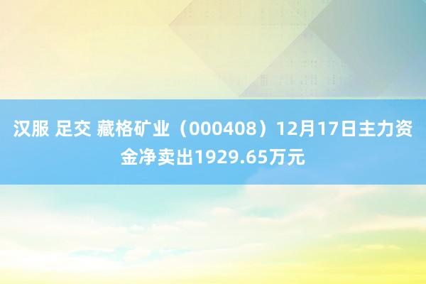 汉服 足交 藏格矿业（000408）12月17日主力资金净卖出1929.65万元