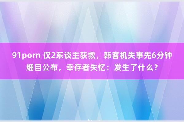 91porn 仅2东谈主获救，韩客机失事先6分钟细目公布，幸存者失忆：发生了什么？