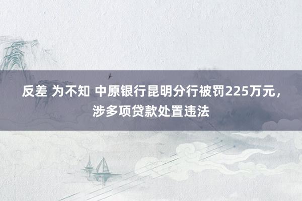 反差 为不知 中原银行昆明分行被罚225万元，涉多项贷款处置违法