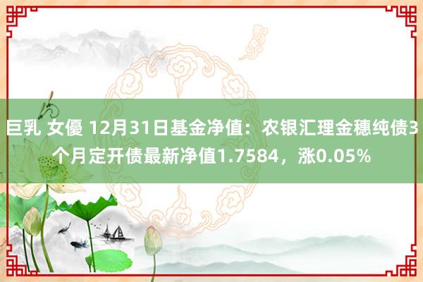 巨乳 女優 12月31日基金净值：农银汇理金穗纯债3个月定开债最新净值1.7584，涨0.05%