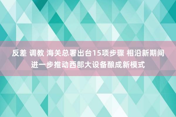 反差 调教 海关总署出台15项步骤 相沿新期间进一步推动西部大设备酿成新模式