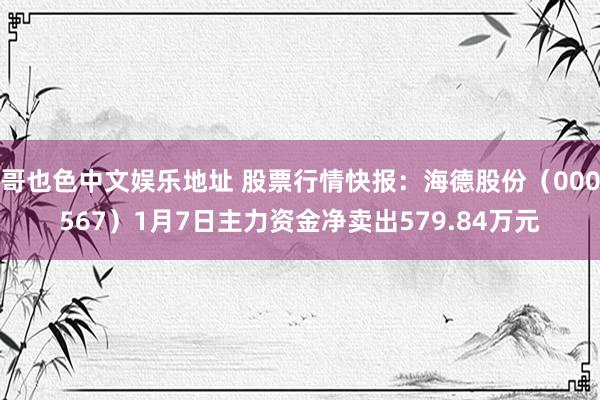 哥也色中文娱乐地址 股票行情快报：海德股份（000567）1月7日主力资金净卖出579.84万元