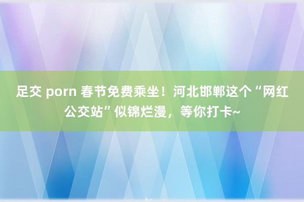 足交 porn 春节免费乘坐！河北邯郸这个“网红公交站”似锦烂漫，等你打卡~