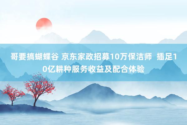 哥要搞蝴蝶谷 京东家政招募10万保洁师  插足10亿耕种服务收益及配合体验